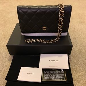 Chanel Blk Quilted Lambskin Classic WOC